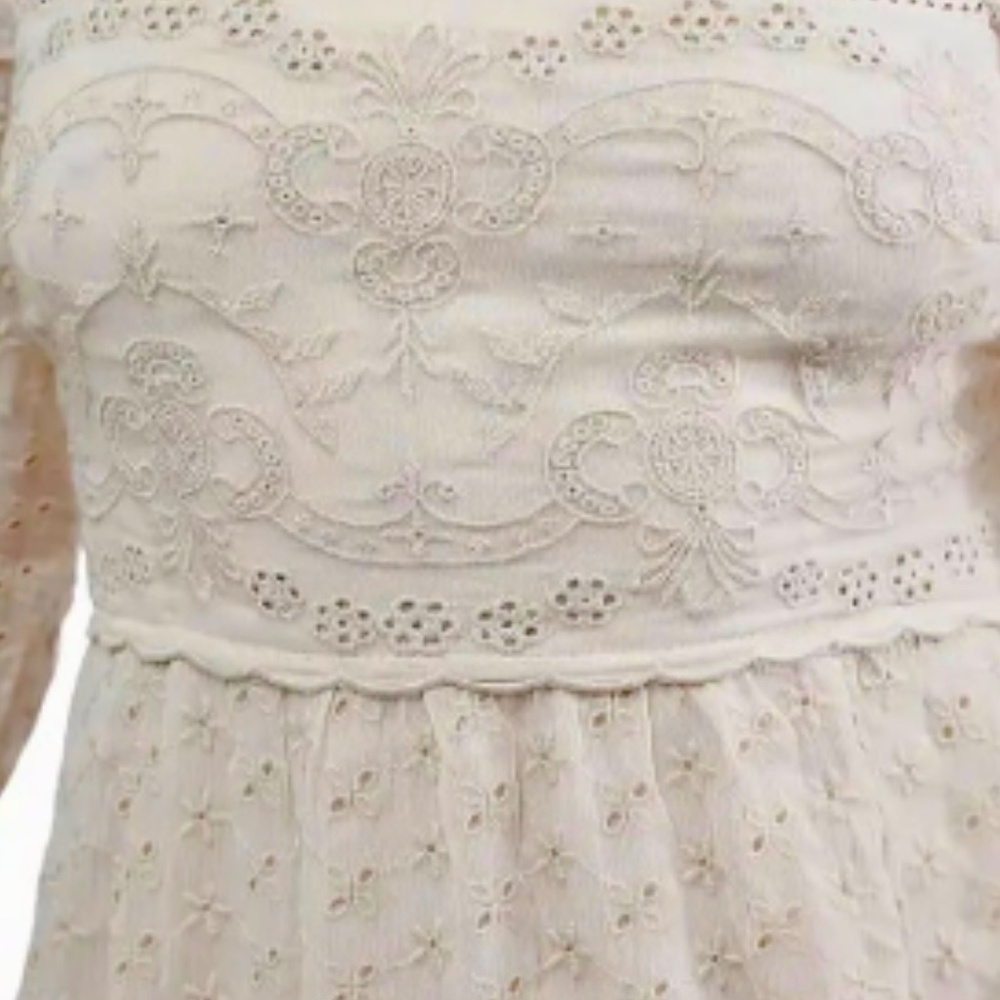 New! Free People Malina Eyelet Mini Dress in Salt Water (White) size Small - Picture 4 of 11